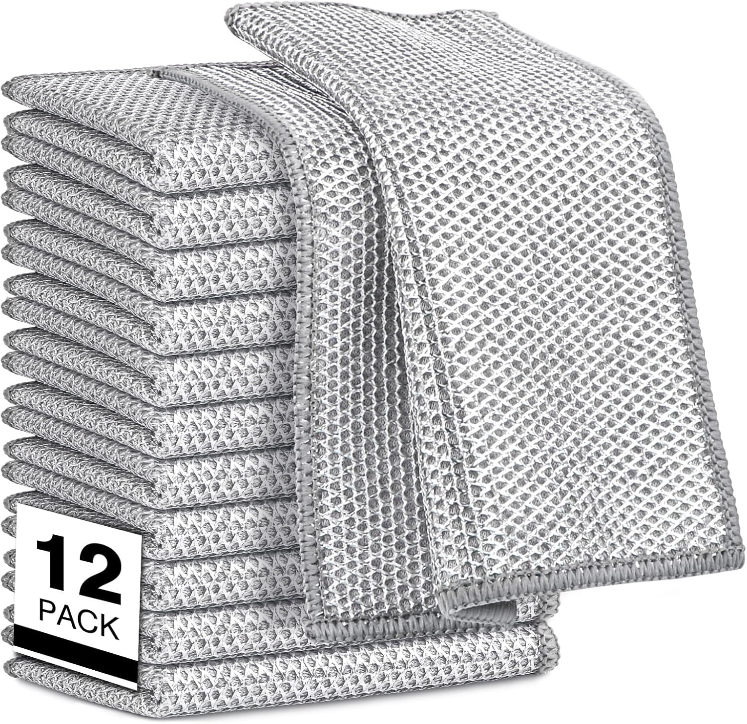 AIDEA 12PK Non-Scratch Steel Scrubber Pads - Ultimate Cleaning Power!