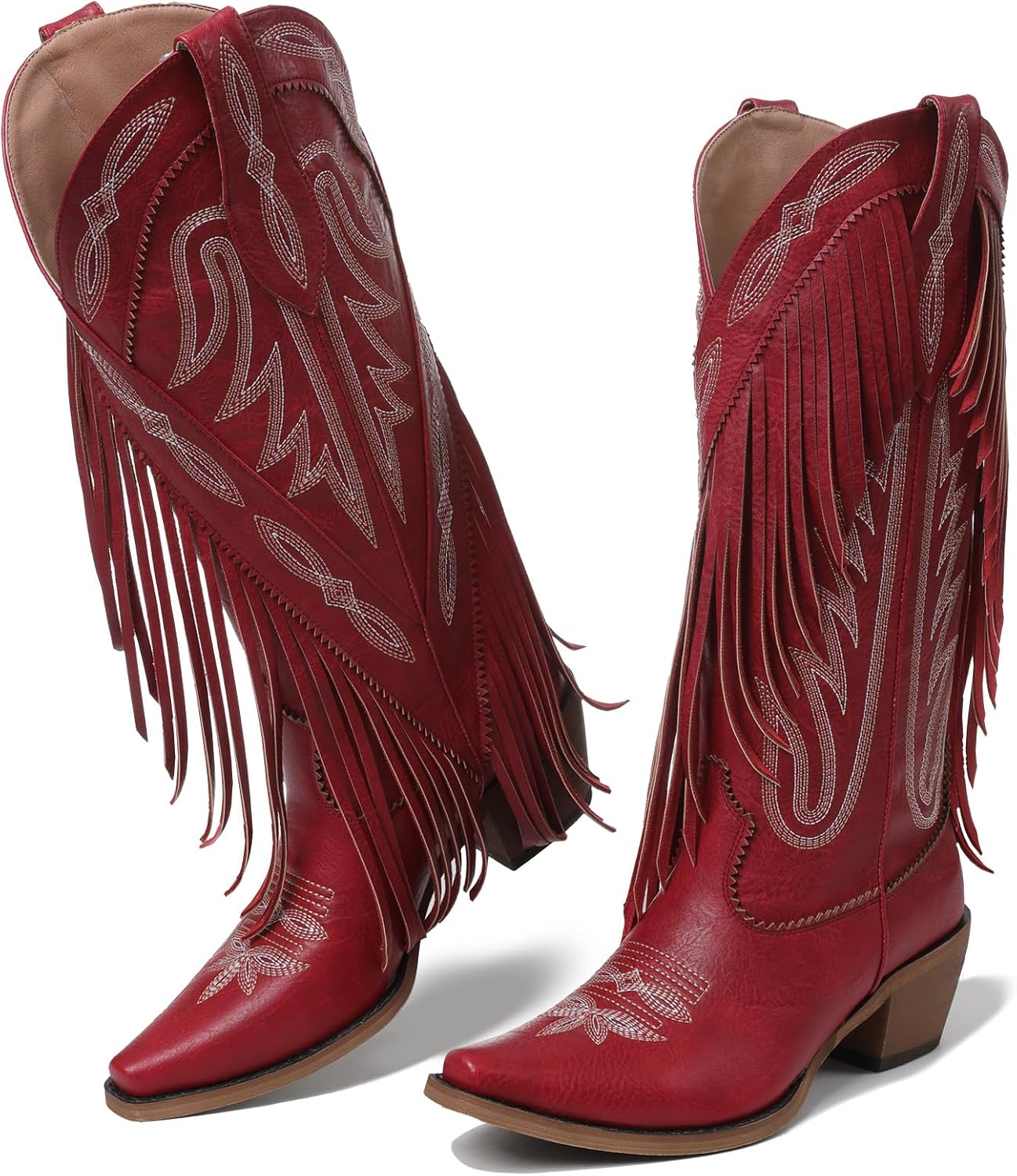 Cowboy Boots for Women with Retro Design and Chunky Heel
