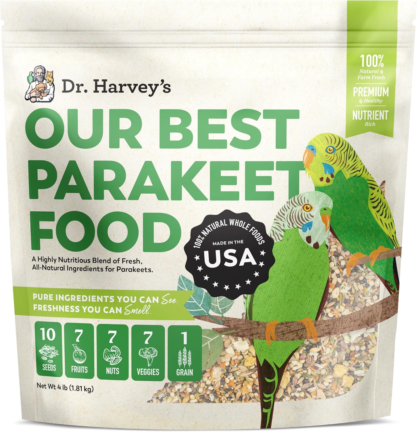 Dr. Harvey's Our Best Parakeet Food for Vibrant Budgies