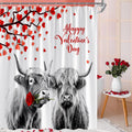 Valentines Shower Curtain Romantic Highland Cow Couple - 70 x 70 in