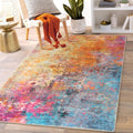 Modern Abstract Area Rug 3x5 - Washable Non-Slip Colorful Accent Rug