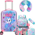 Cute Cat Kid's Luggage Set - 5 Piece Hardside Suitcase Set - Airline