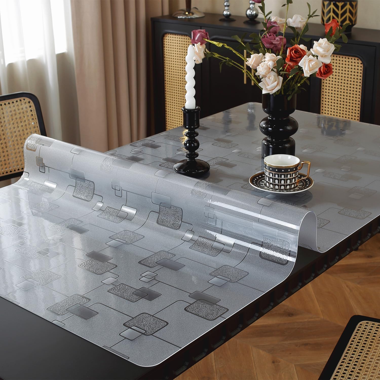OstepDecor Geometric Table Protector 36 x 72 Inch for Dining