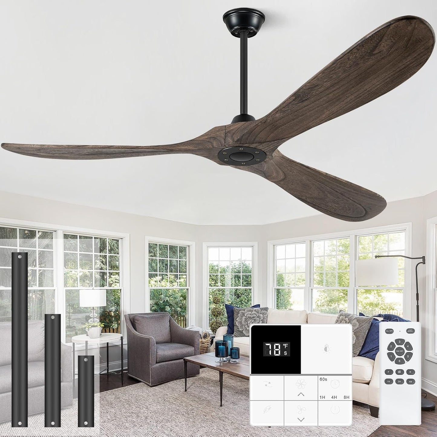 Eliora 72 in Ceiling Fans Without Lights for Outdoor Spaces
