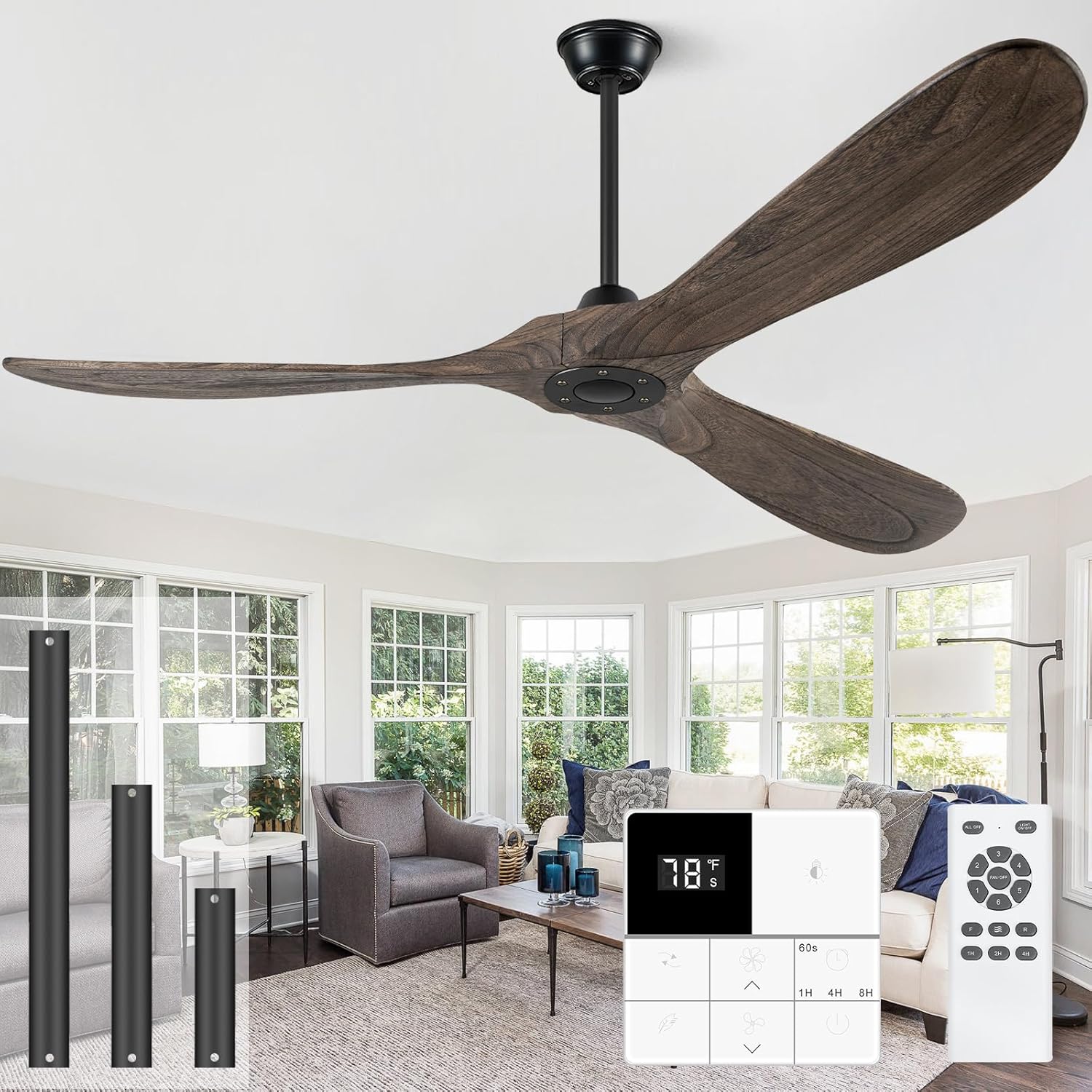 Eliora 72 in Ceiling Fans Without Lights for Outdoor Spaces