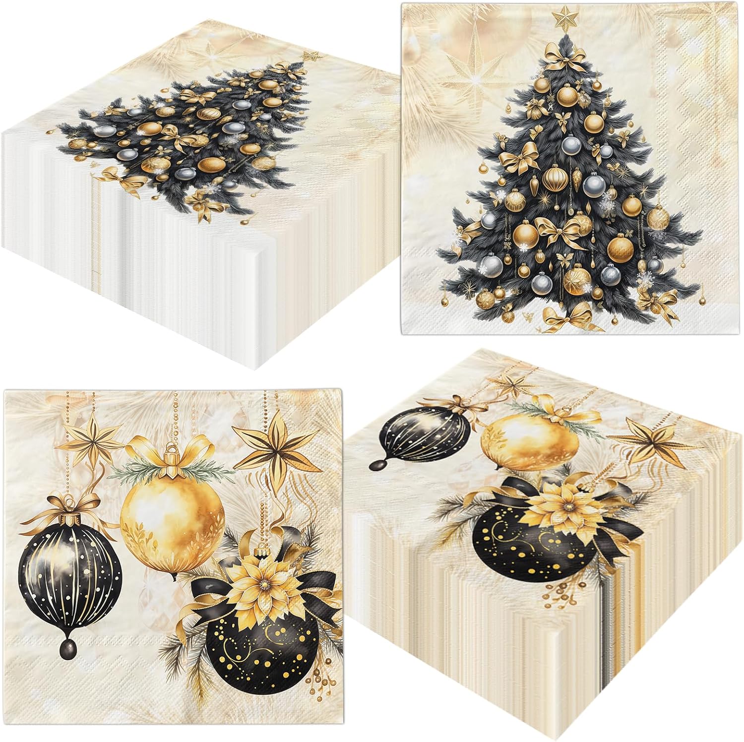 Gold Christmas Tree Napkins - Festive Holiday Decor