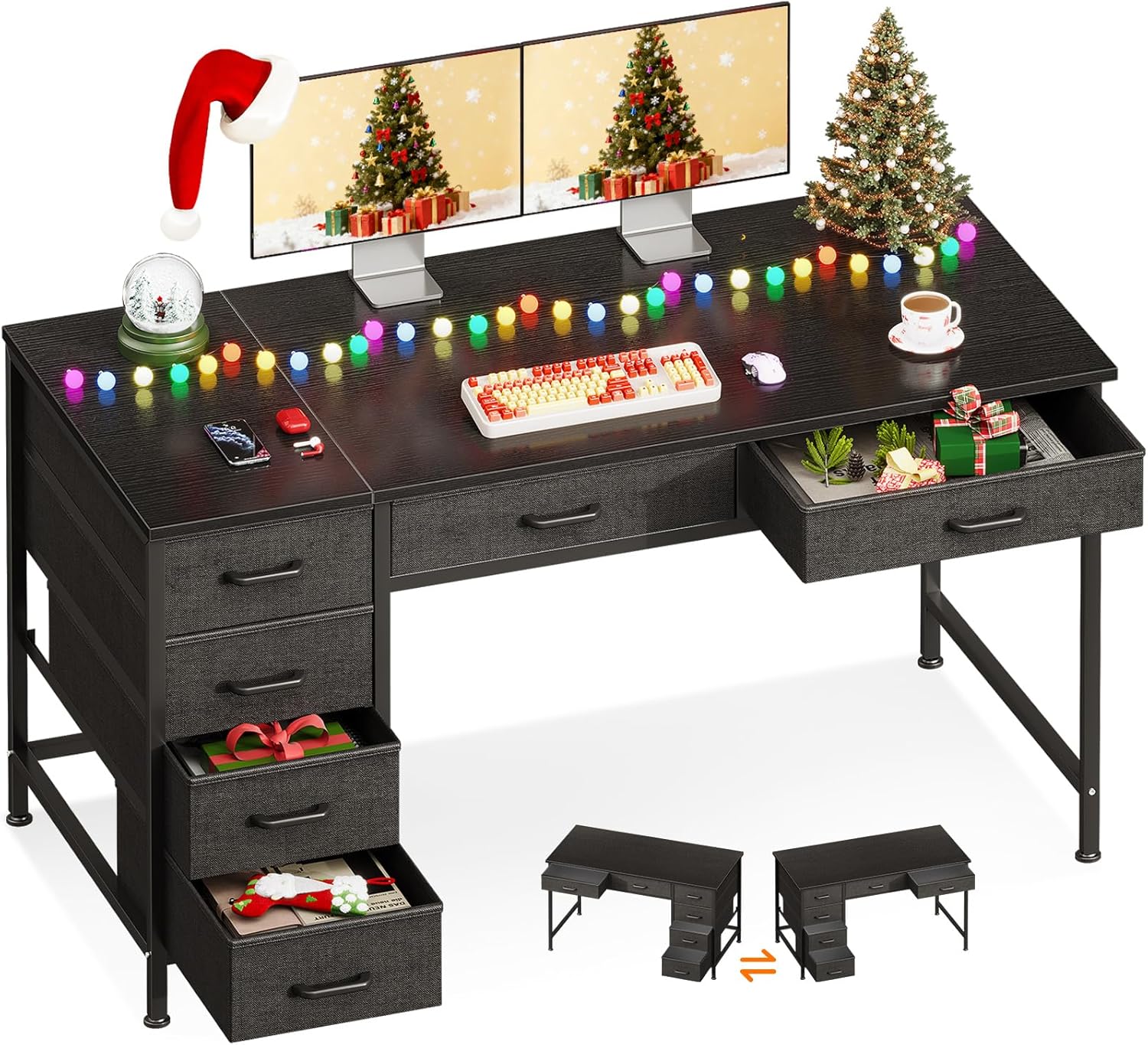ODK Computer Desk with 6 Drawers for Home Office and Study