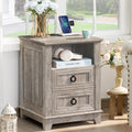 18 Farmhouse Night Stand with Charging Station and Storage