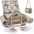 Picnic Basket Set for 4 with Insulated Liner and Blanket - Complete