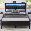 Full Size Bed Frame with Charging Station and LED Lights - Platform