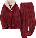 Hooever Women's Fluzzy Sherpa Fleece Pajama Set - Cozy Winter Lounge