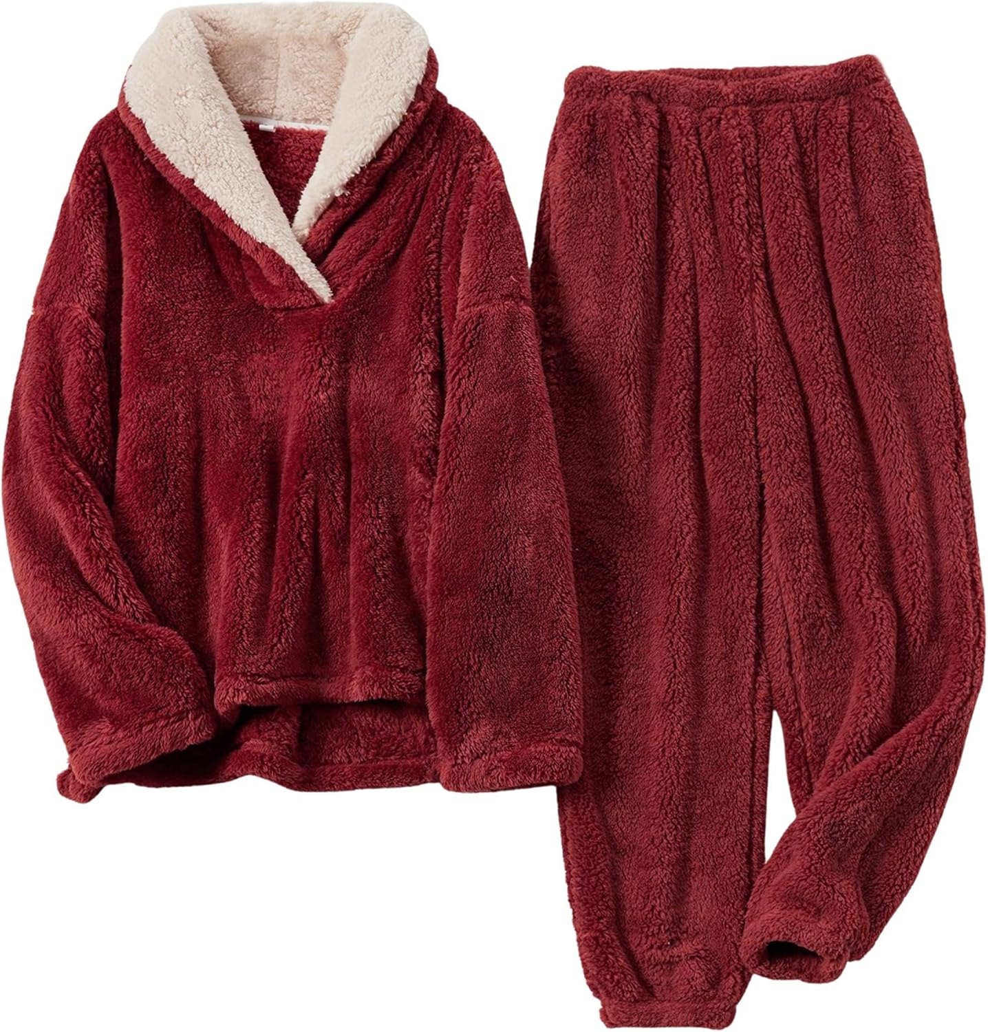 Hooever Women's Fluzzy Sherpa Fleece Pajamas for Cozy Nights