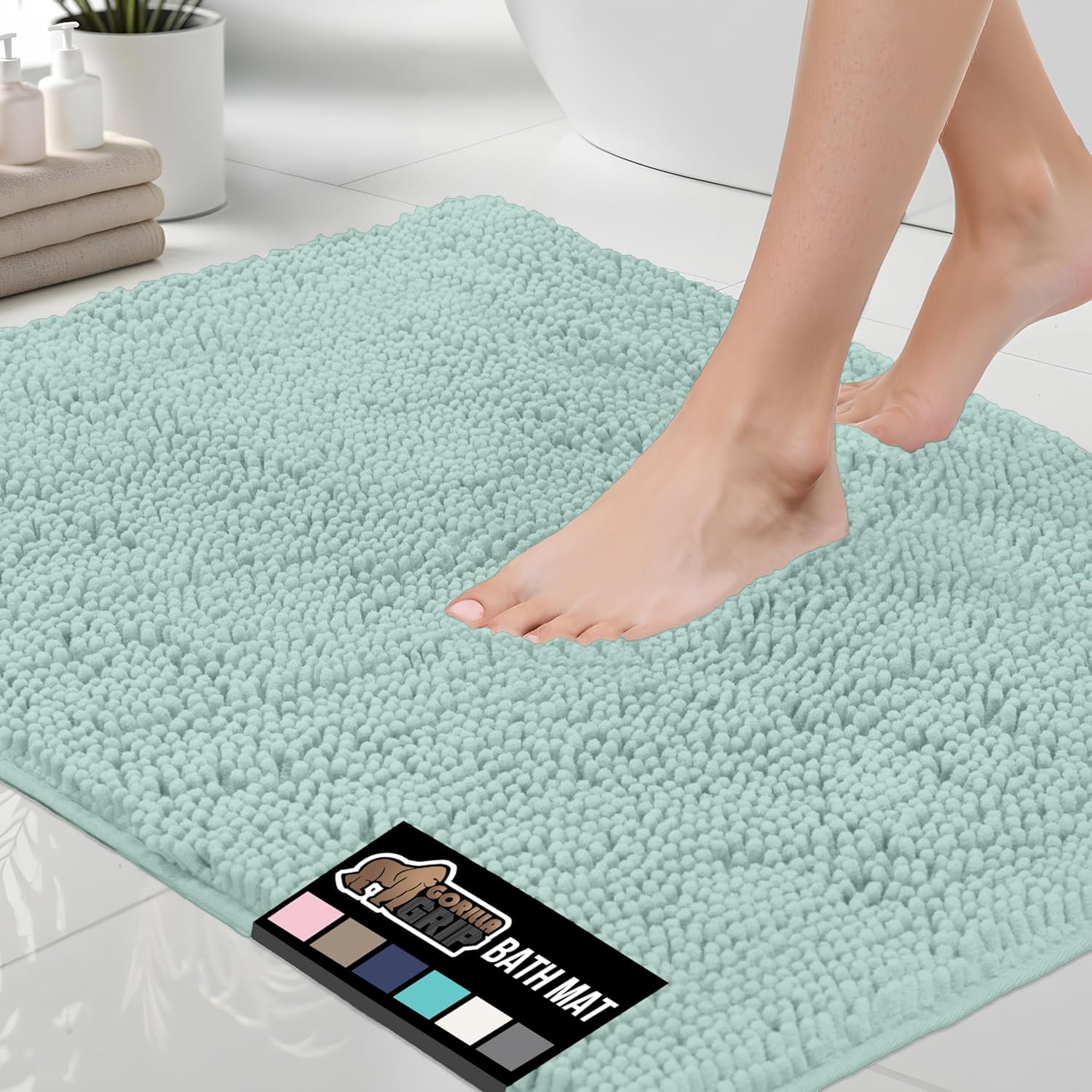 GORILLA GRIP Bath Rug Mat 60x24 Soft Absorbent Chenille Comfort