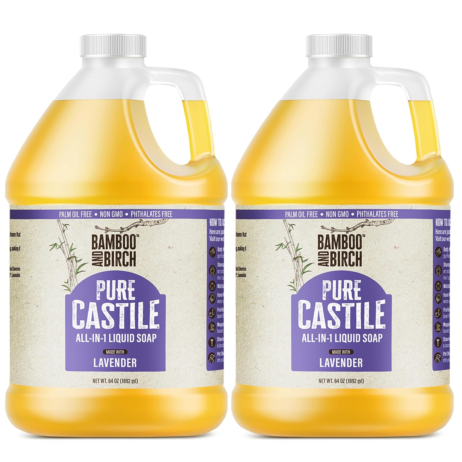Pure Castile Soap Liquid, Natural Lavender Soap for All Uses