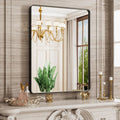 Black Bathroom Mirror 24x36 in Rounded Rectangle Matte Frame - Clean
