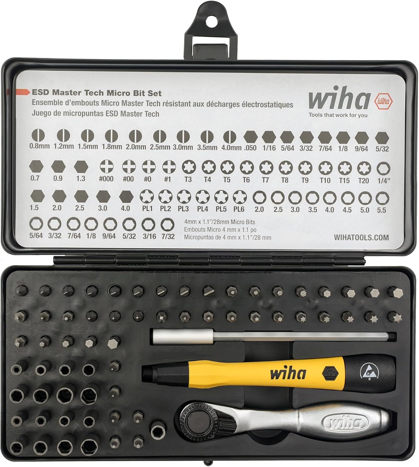 Wiha 65 Piece ESD Safe Master Technician Ratchet and MicroBits Set