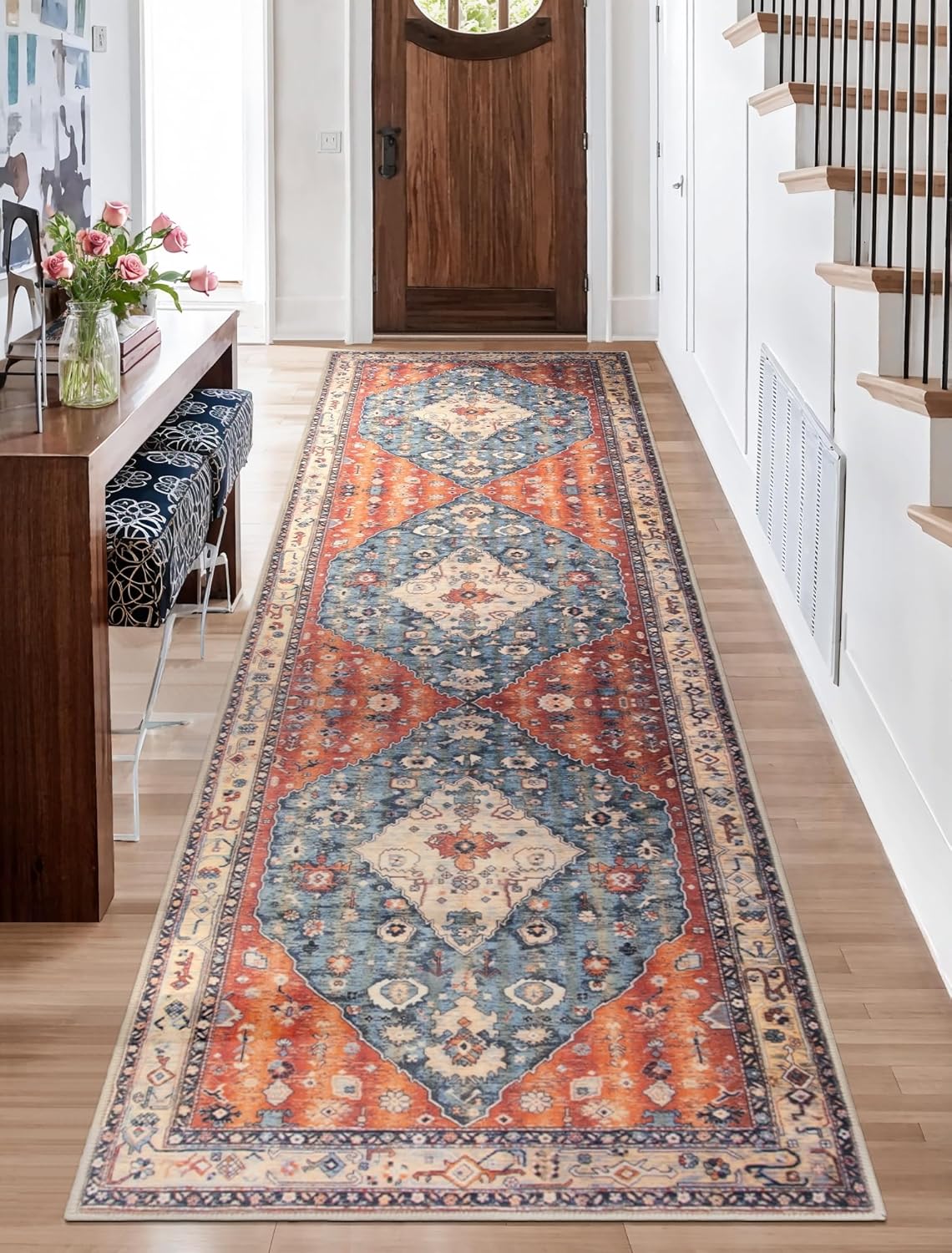 Boho Washable Runner Rug - Soft Non-Slip Vintage Design