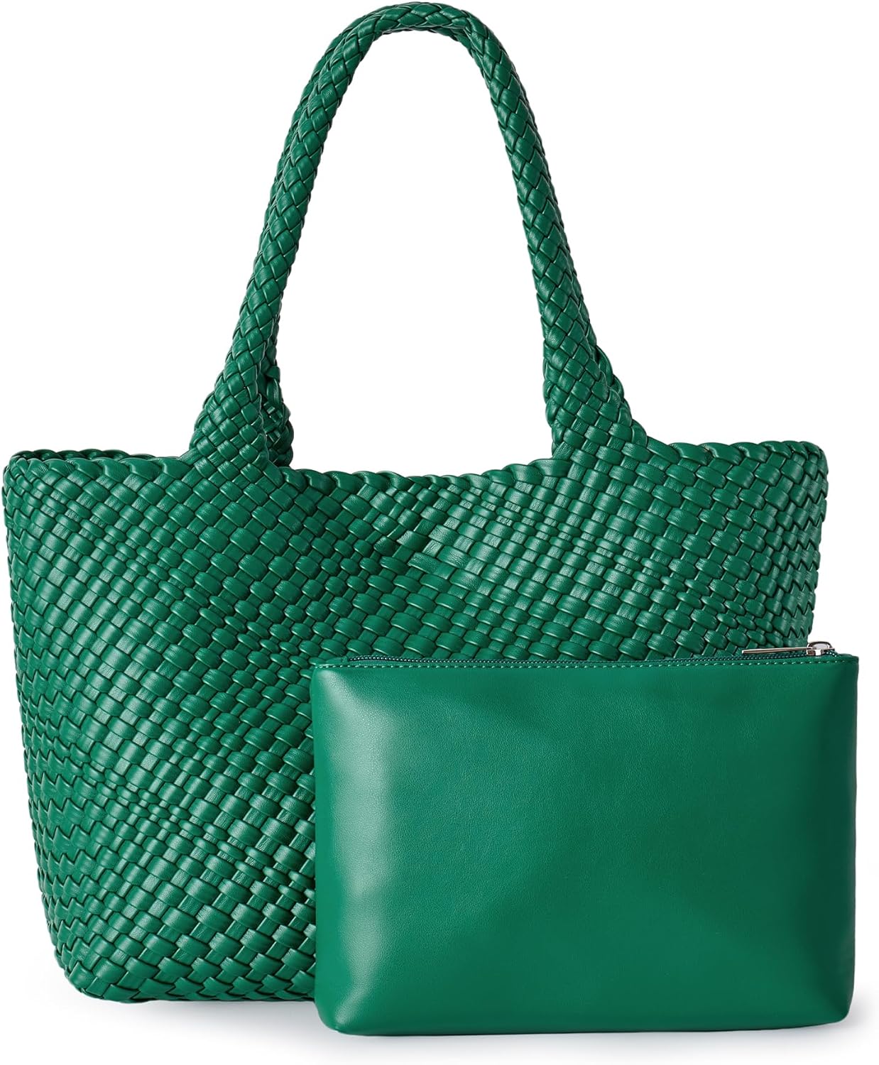 Woven Shoulder Bag for Women - Stylish Vegan Leather Tote