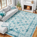Zentavio 8x10 Washable Area Rug - Vintage Floral Low Pile Non-Slip