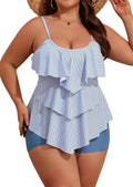 Plus Size Tankini Swimsuit for Women - Ruffled Tummy Control Set