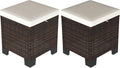 Outdoor Wicker Ottoman Set 2 Pieces - Versatile Patio Seats