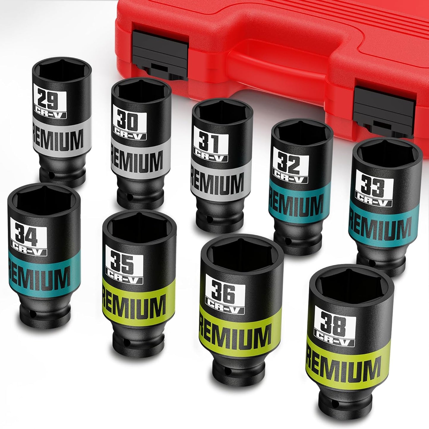 9 Piece 1/2 Drive Impact Socket Set for Auto Repair Needs