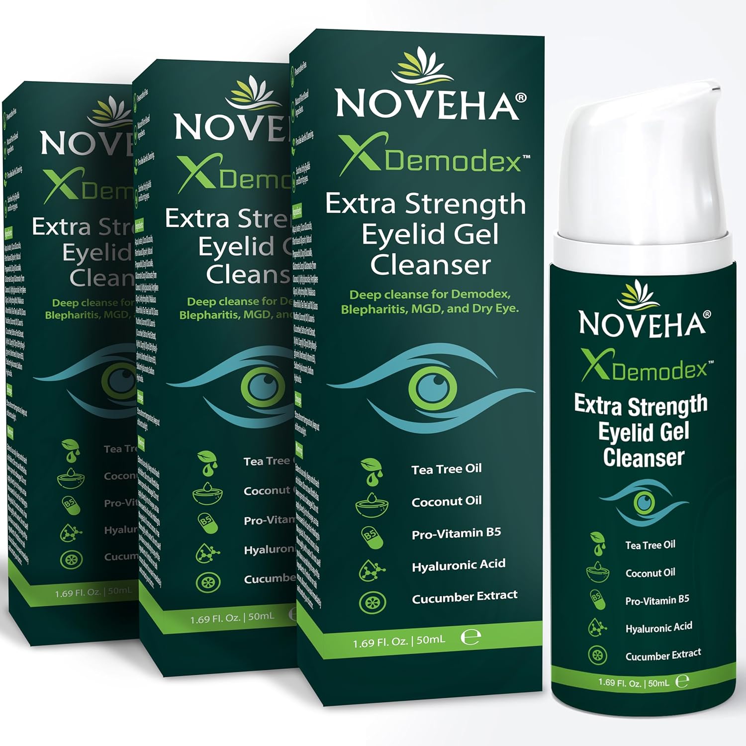 NOVEHA Demodex Eyelid Gel Cleanser for Dry Eye Relief 50mL