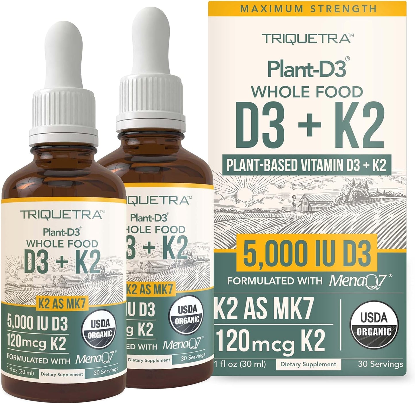 Organic Plant D3+K2 Drops for Immunity and Bone Health