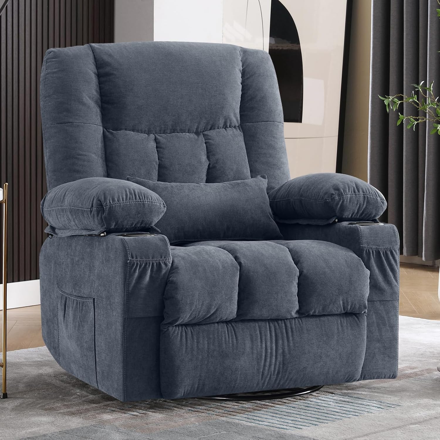 BOSMILLER Massage Swivel Rocker Recliner Chair with Heat