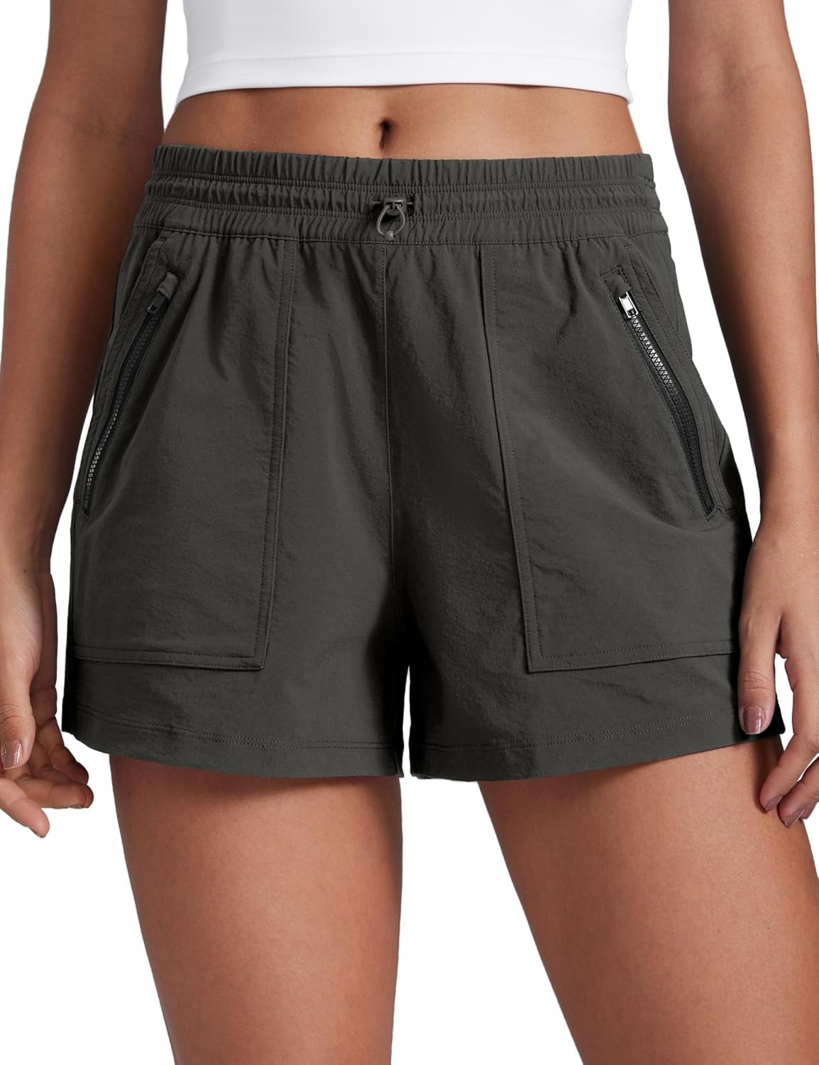 CRZ YOGA Stretch Hiking Shorts for Women with Zip Pockets