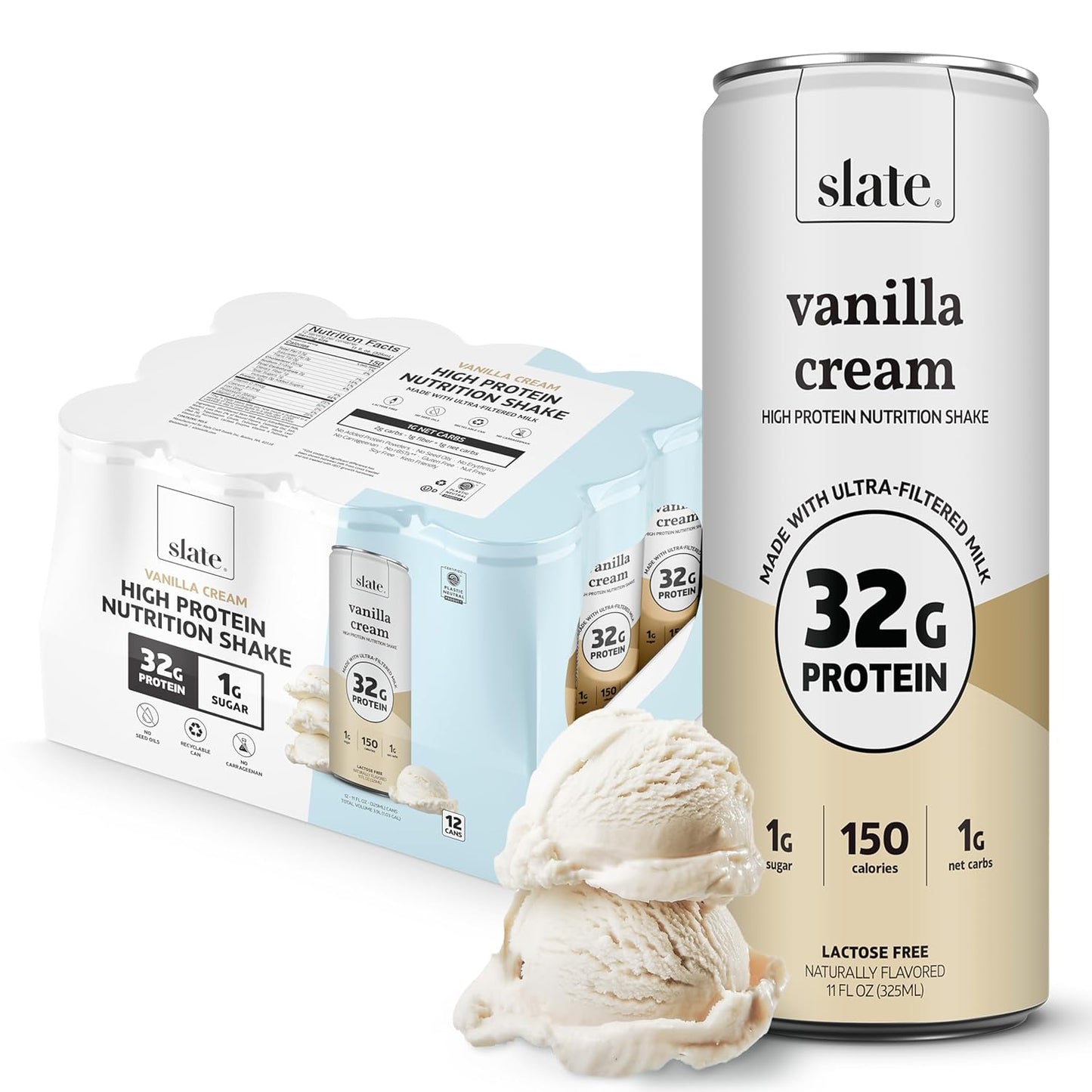 Slate Milk High Protein Nutrition Shake Vanilla Cream 32g Protein
