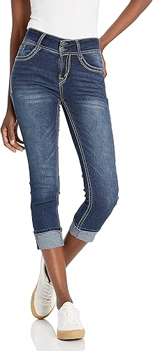 WallFlower Women's Luscious Curvy 23.5in Crop Mid-Rise Jeans
