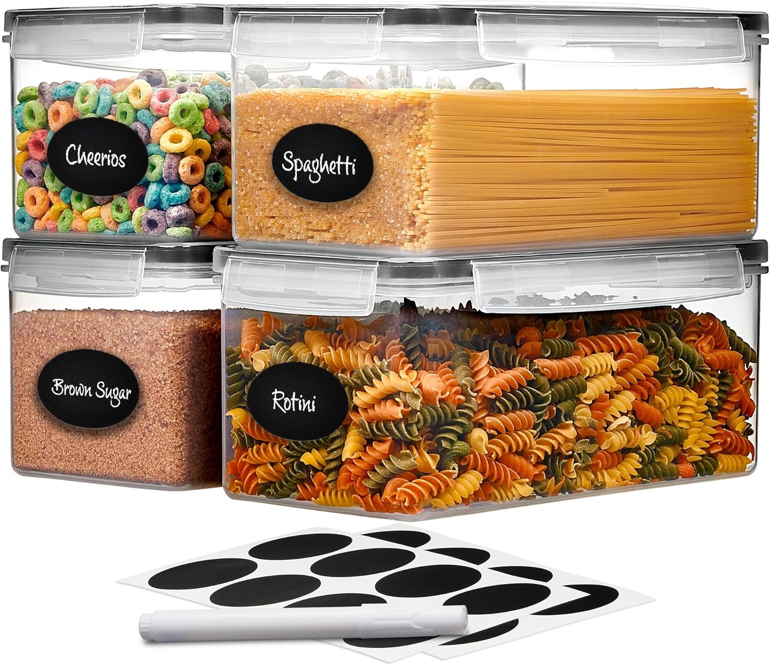Large Airtight Food Storage Containers Set of 4 for Kitchen