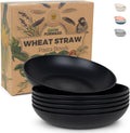Wheat Straw Pasta Bowls Set of 6 - 42oz Wide Shallow Unbreakable
