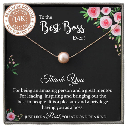 Be Wished Rose Gold Pearl Necklace for Boss Appreciation Gifts