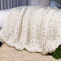 Chunky Knit Throw Blanket 60 in x 80 in Twin Cream White - Handcrafted