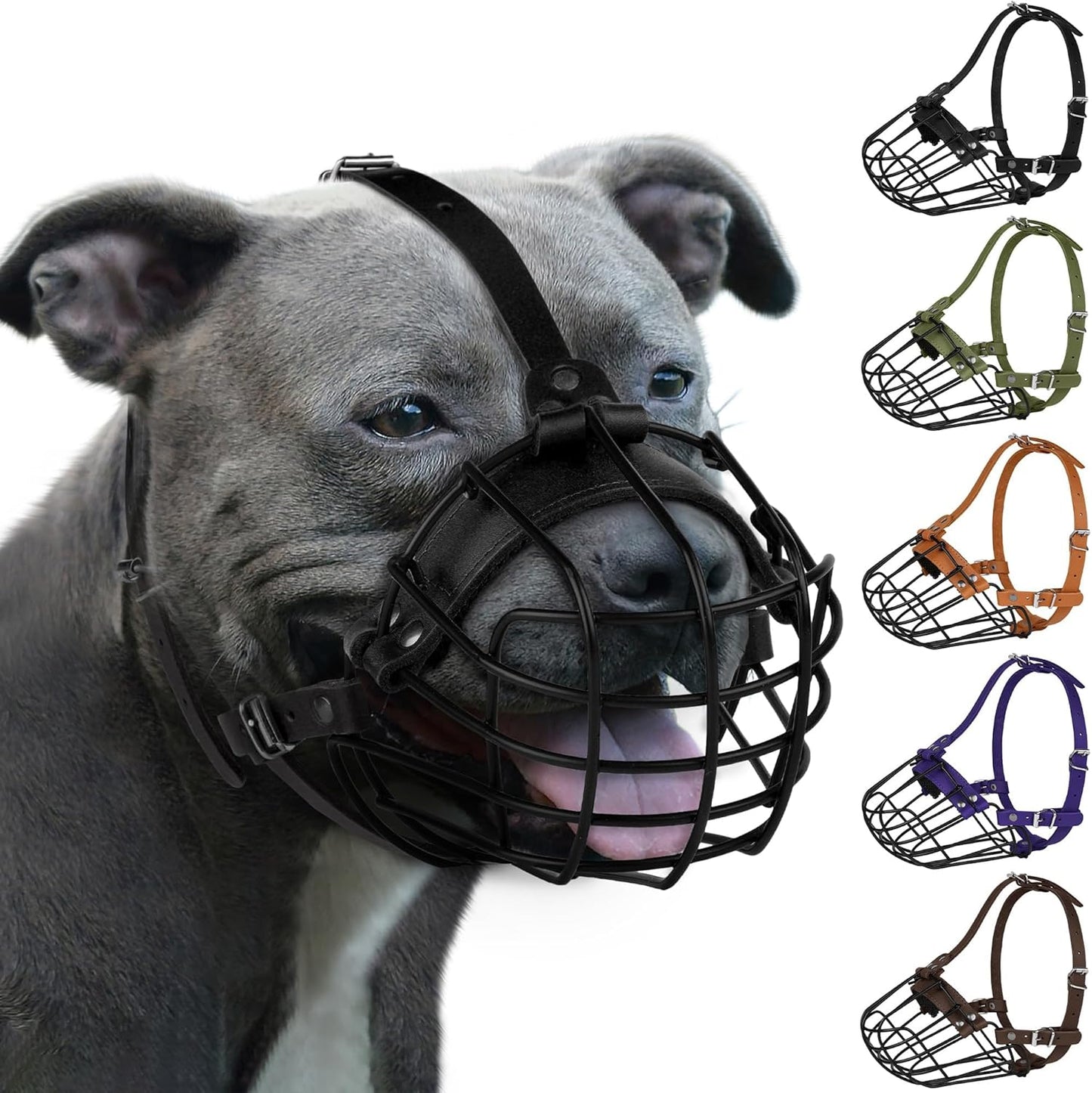 Pitbull Dog Muzzle Breathable Metal Basket for Large Dogs