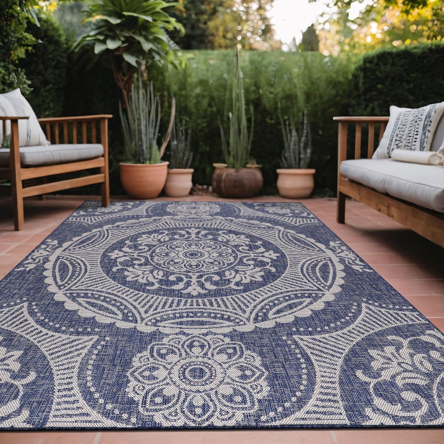 Medallion Outdoor Rug 8x10 for Easy Cleaning and Durability
