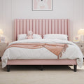 Upholstered Queen Bed Frame with Fabric Headboard - Timeless Wing