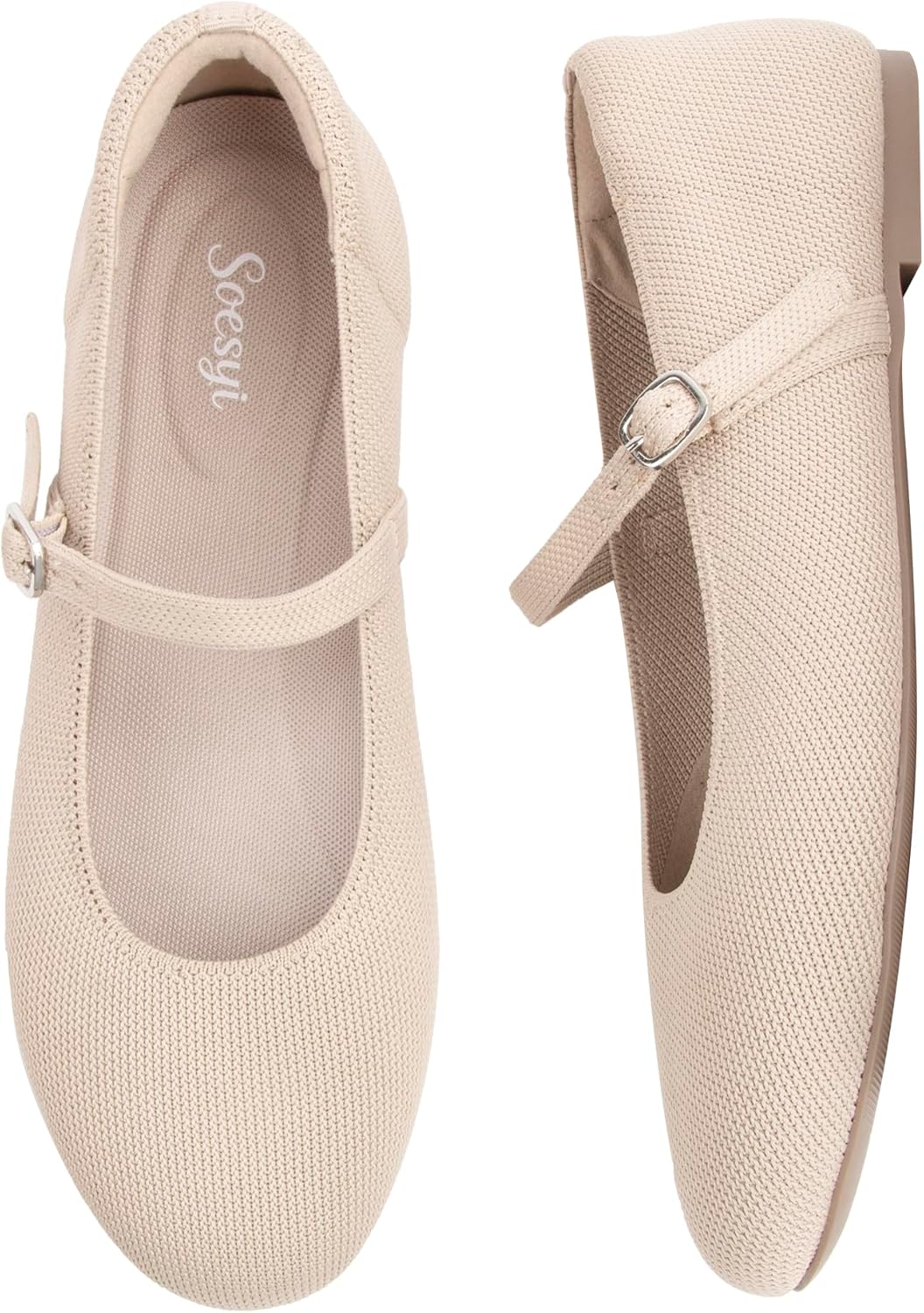 Comfortable Women's Round Toe Ballet Flats with Adjustable Straps
