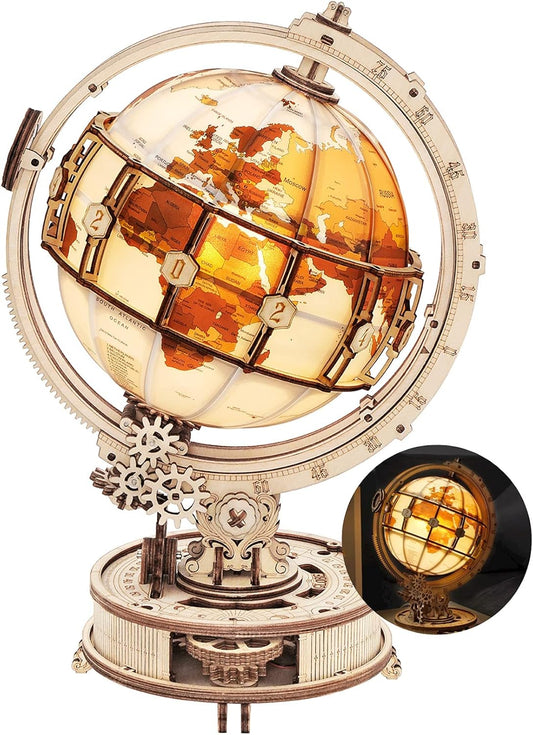ROKR 3D Wooden Puzzles for Adults Illuminated Globe Model Kit