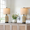 Boho Table Lamps Set of 2 21in - Rustic Rattan Bedside Lamps