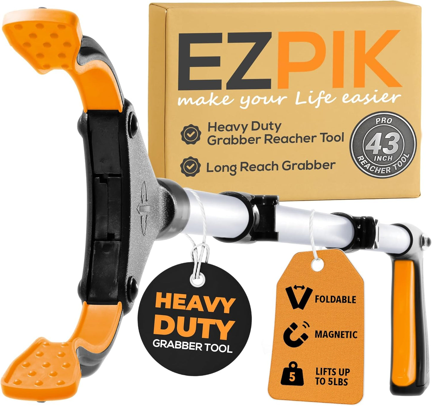 EZPIK Pro 43in Foldable Grabber Reacher Tool for Seniors