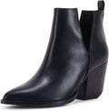 Pointed Toe Stacked Mid Heel Ankle Boots - Stylish Everyday Booties