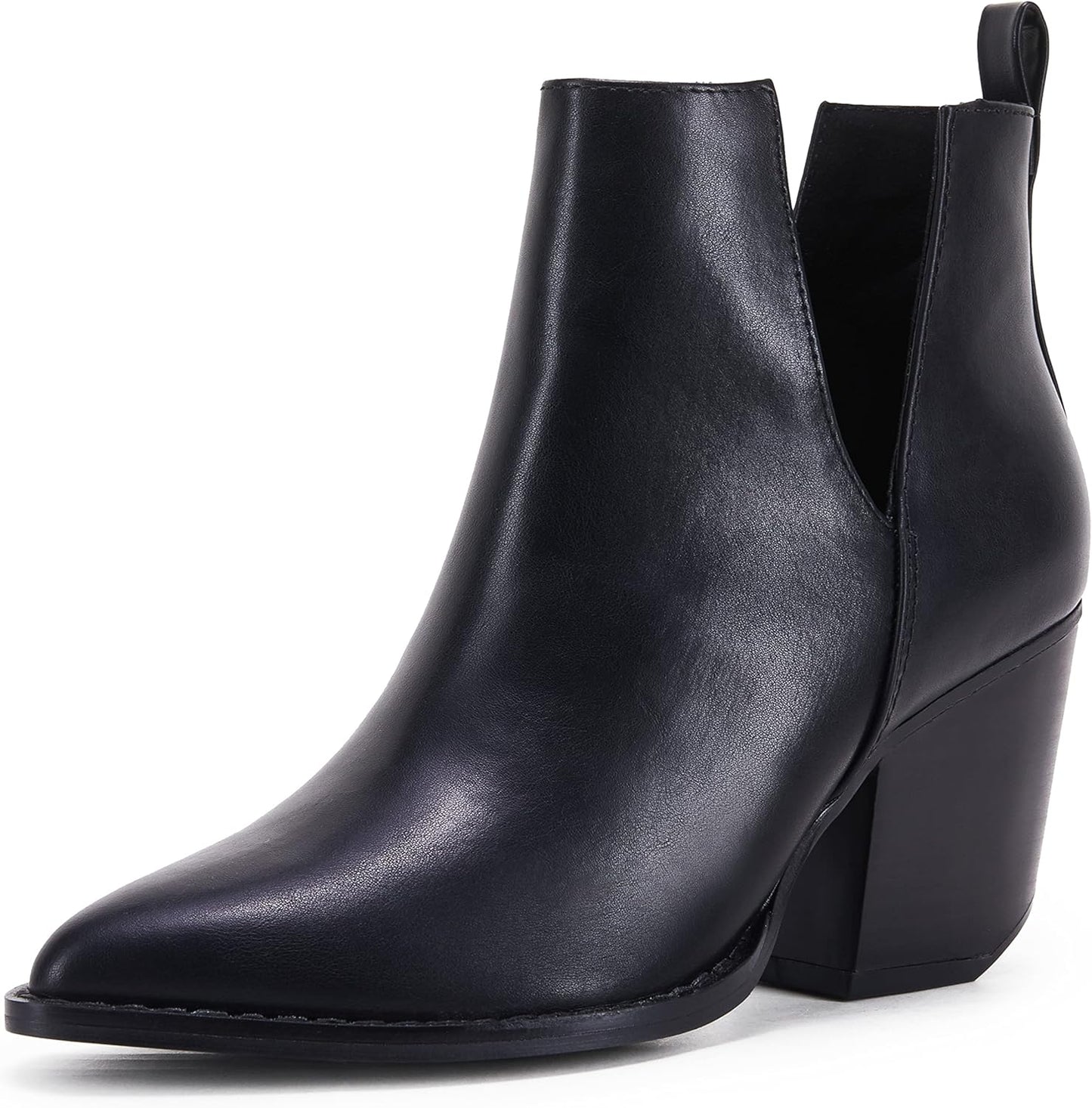 FISACE Womens Pointed Toe Stacked Mid Heel Ankle Boots Review