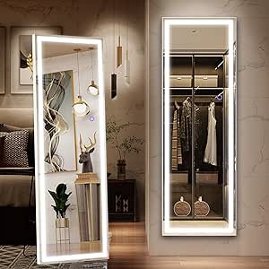 FENNIO Full Length Mirror with Lights for Bedroom and More