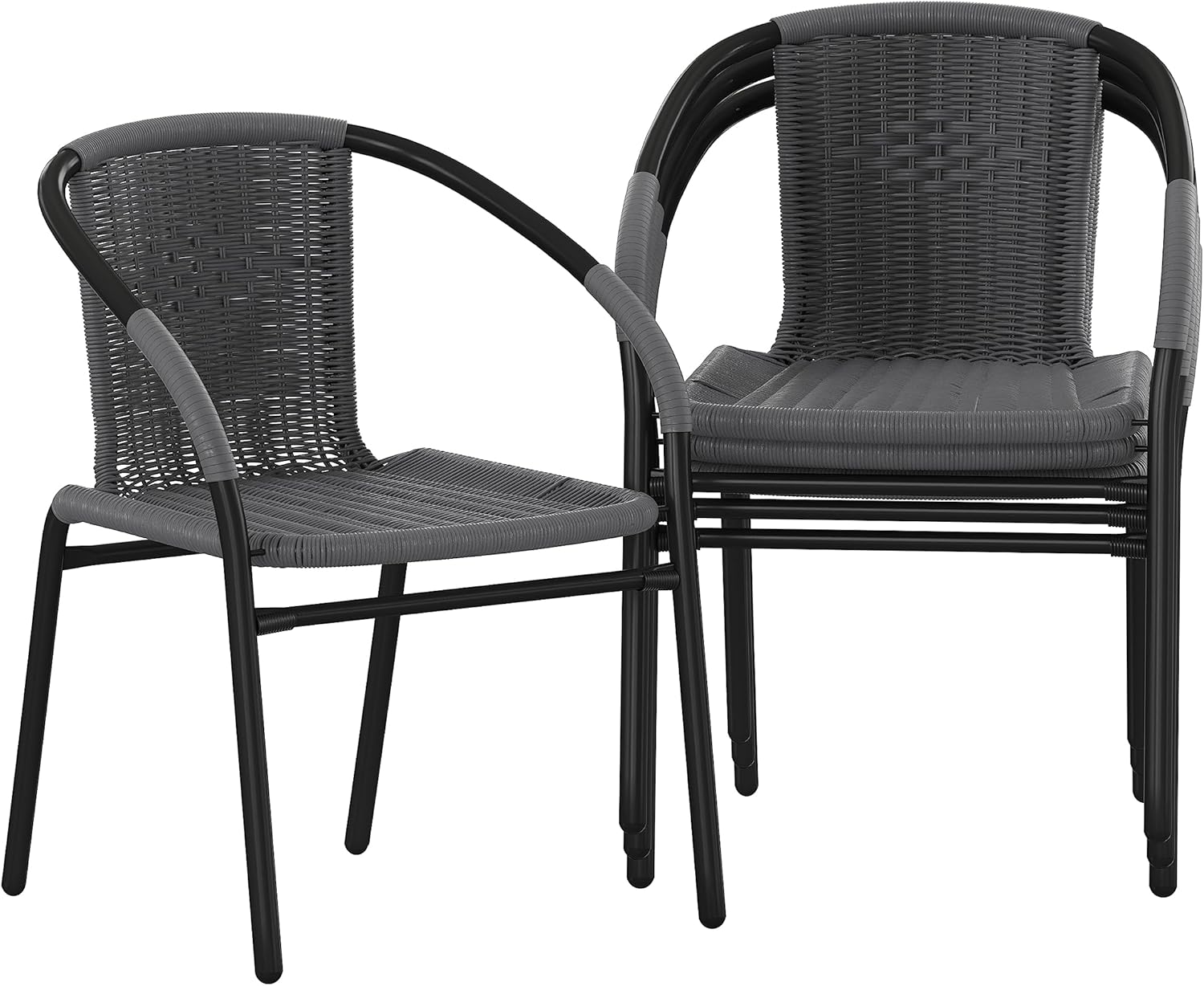 Modern Rattan Indoor/Outdoor Stackable Dining Chairs Set of 4
