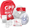 Adult and Infant CPR Mask Combo Kit 4-Pack - Portable Emergency Set