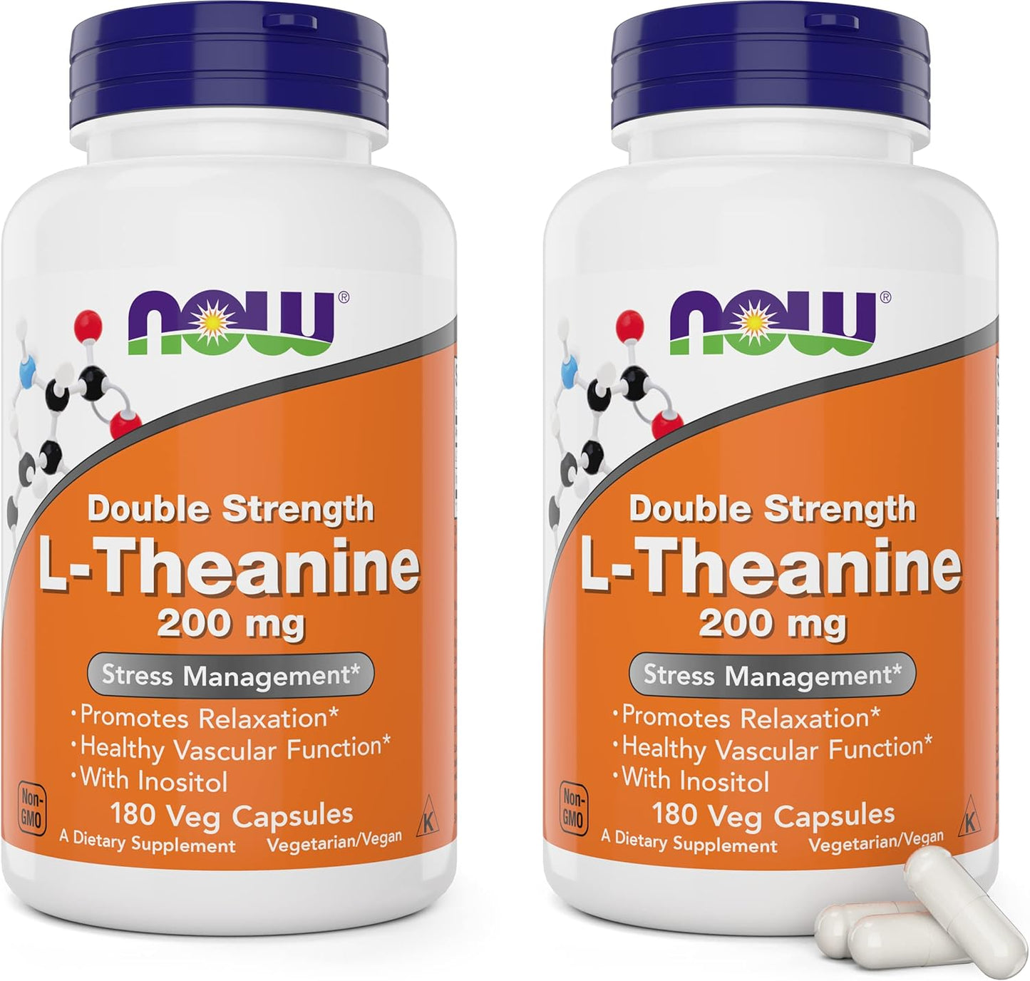 NOW Foods L-Theanine Double Strength 200 mg for Relaxation