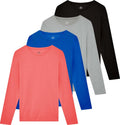 Women's Cotton Classic-Fit Long-Sleeve Crewneck T-Shirt 4 Pack - Soft